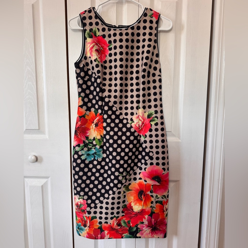 Joseph Ribkoff NWTS Vibrant Floral Design Black White Sleeveless Dress Size 6 - Picture 15 of 16